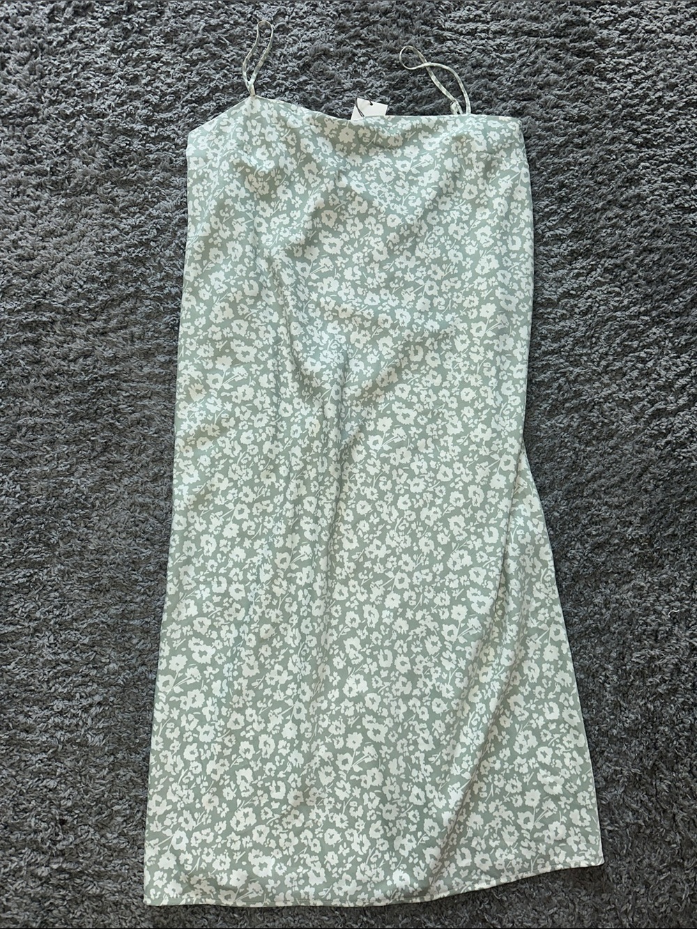 a new day Sage Green Floral Spaghetti-Strap Midi Dress